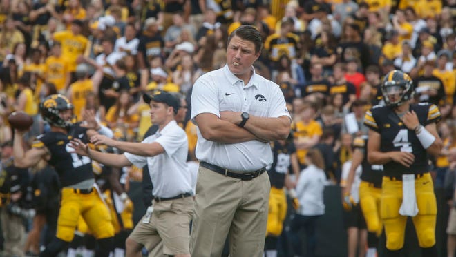 Iowa offensive coordinator Brian Ferentz directed profanity toward a replay official during halftime of the Hawkeyes' 17-10 win against Minnesota.