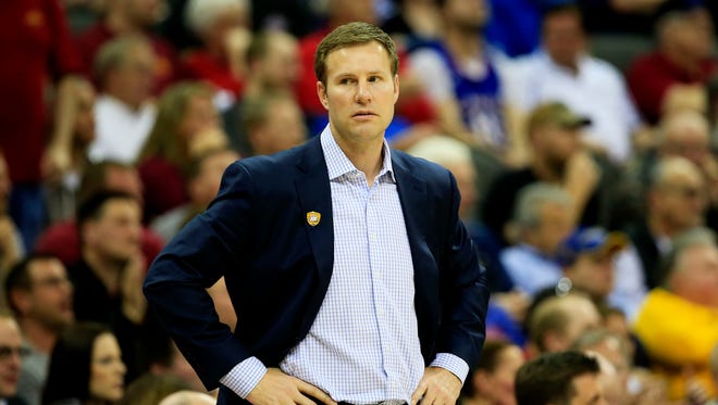 Head coach Fred Hoiberg reacts during during a semifinal game of the 2015 Big 12 Basketball Tournament on March 13, 2015, in Kansas City, Mo.