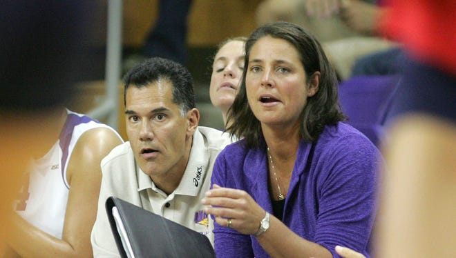 Northern Iowa volleyball coach Bobbi Petersen, right, is one of the state ' s Top 50 Greatest Players of all time.