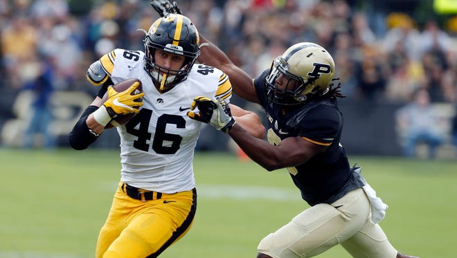 George Kittle injured his right ankle in the first quarter of Saturday's win at Purdue.