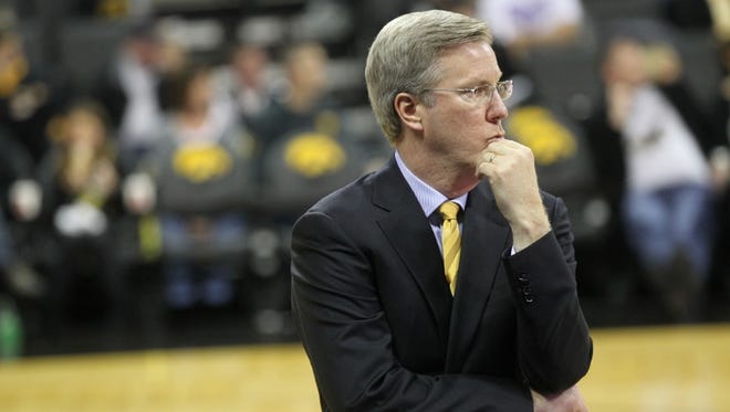 Iowa head coach Fran McCaffery watches his team during the Hawkeyes' game against UT-Pan American at Carver-Hawkeye Arena on Friday, Nov. 9, 2012.