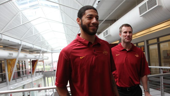 Royce White and Fred Hoiberg speak at a press conference on March 20, 2012.