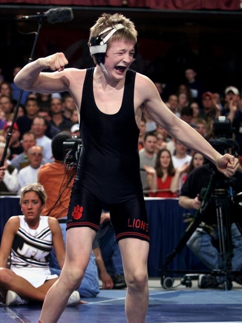 Before you get No. 4, you need to get No. 1, and that is what Linn-Mar of Marion's Jay Borschel accomplished in 2002 as a freshman. He won the 103-pound in Class 3-A, defeating Joey Slaton of Cedar Rapids Kennedy at Veterans Memorial Auditorium.