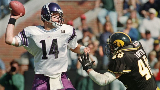 From 1998: Iowa's Ryan Loftin tackles Northwestern quarterback Gavin Hoffman in the end zone for a safety.