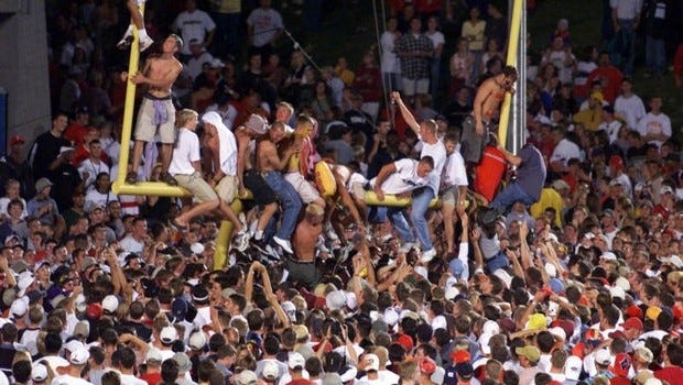 1999: Students in Ames had cause for pandemonium following a 17-10 win, the Cyclones'? first at home over Iowa since 1981.