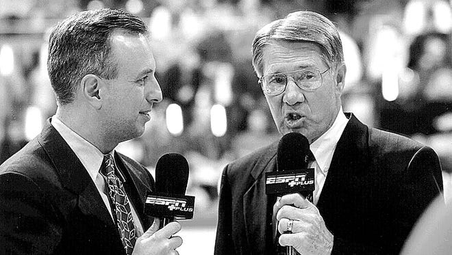John Walters, left, and Gary Thompson teamed together for dozens of Iowa State basketball telecasts.