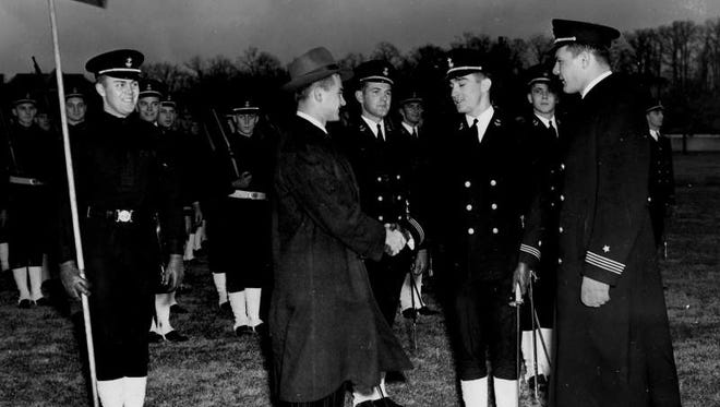 Dec. 7, 1939 - Nile Kinnick visits the Naval Academy in Annapolis, Md.