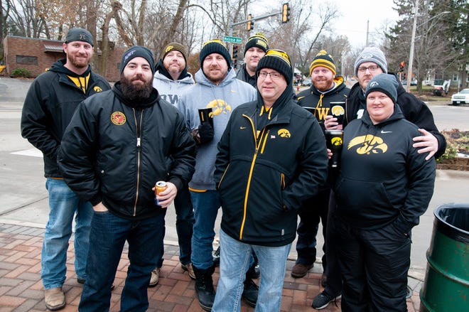 The Melrose Avenue Players Club, of Waterloo, San Antonio and Omaha, Friday, Nov. 23, 2018, while tailgating before the Iowa game against Nebraska in Iowa City.