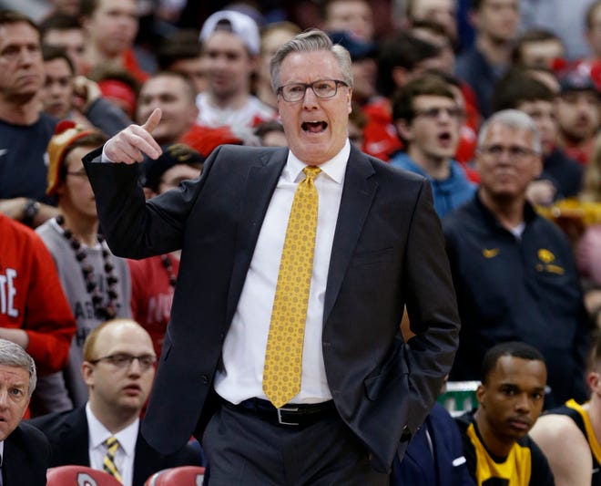 Iowa coach Fran McCaffery reacts to a call during the first half of the team's game against Ohio State.