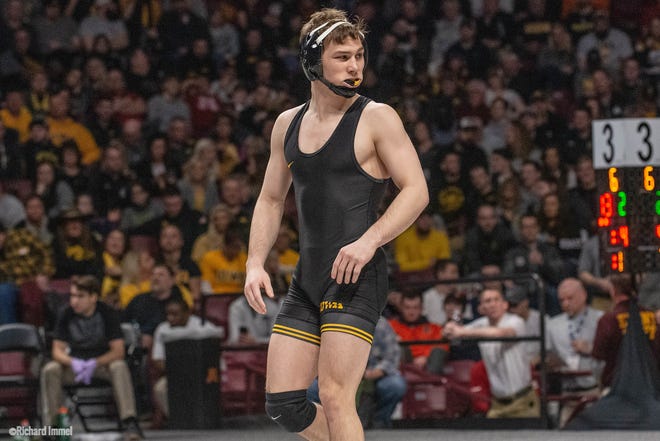 Iowa's Spencer Lee competes at the 2019 Big Ten Championships at Williams Arena on Saturday, March 9, in Minneapolis, Minnesota.