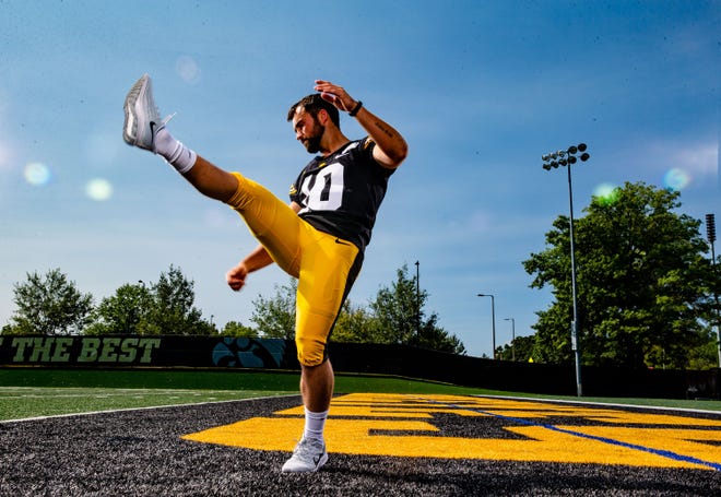 Caleb Shudak stands for a photo during Hawkeye football media day Friday, Aug. 9, 2019.