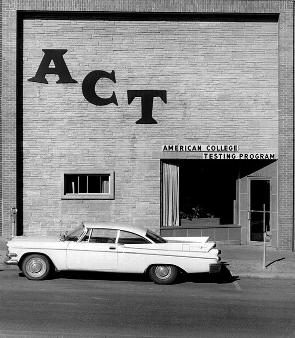 First ACT headquarters on Washington Street, in 1960, in downtown Iowa City, Iowa.