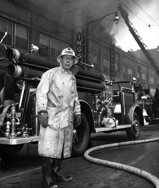 Des Moines fire chief Charles Slade shown in 1956.