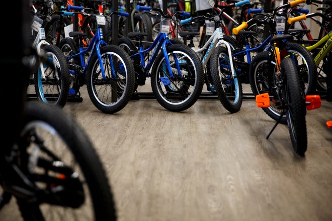 Kids bikes sit for sale at Bike World on Friday, May 15, 2020 in West Des Moines.