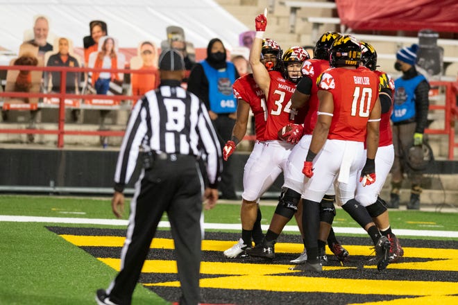 Maryland running back Jake Funk rushed for 216 yards and a touchdown on 21 carries and caught three passes, including another touchdown, in the Terrapins' upset win over Minnesota.
