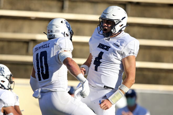 Rice wide receiver Austin Trammell had seven catches for 143 yards and three touchdowns in the Owls ' victory over Southern Miss.