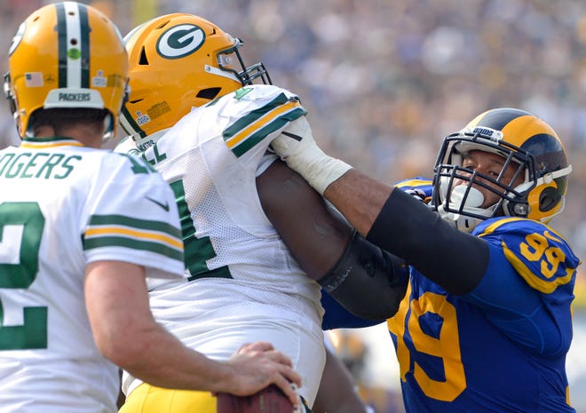 Aaron Donald had two sacks of Aaron Rodgers the last time the Rams and Packers met in 2018, a 29-27 win for L.A.