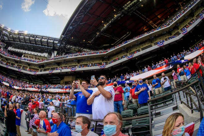 A view of the crowd and the fans and the stands at Globe Life Field.