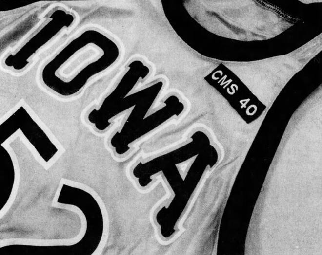 This CMS 40 patch on the front of the Iowa men's basketball uniforms in 1993 were a tribute to Chris Street, whose jersey number was 40.